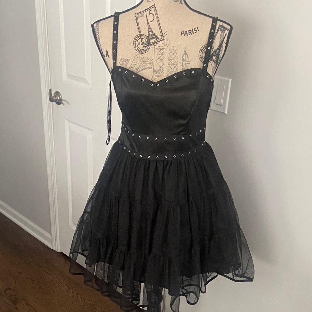 XOXO Black Studded gothic Mini Dress size-7